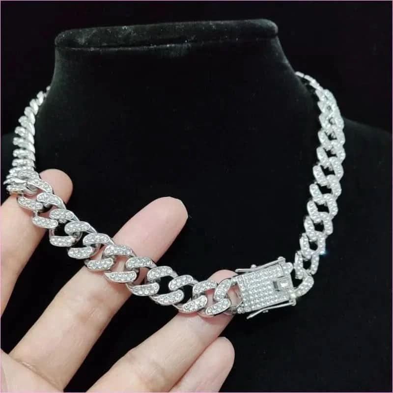 Unisex Hip Hop Bling Cuban 13mm Chain Necklace