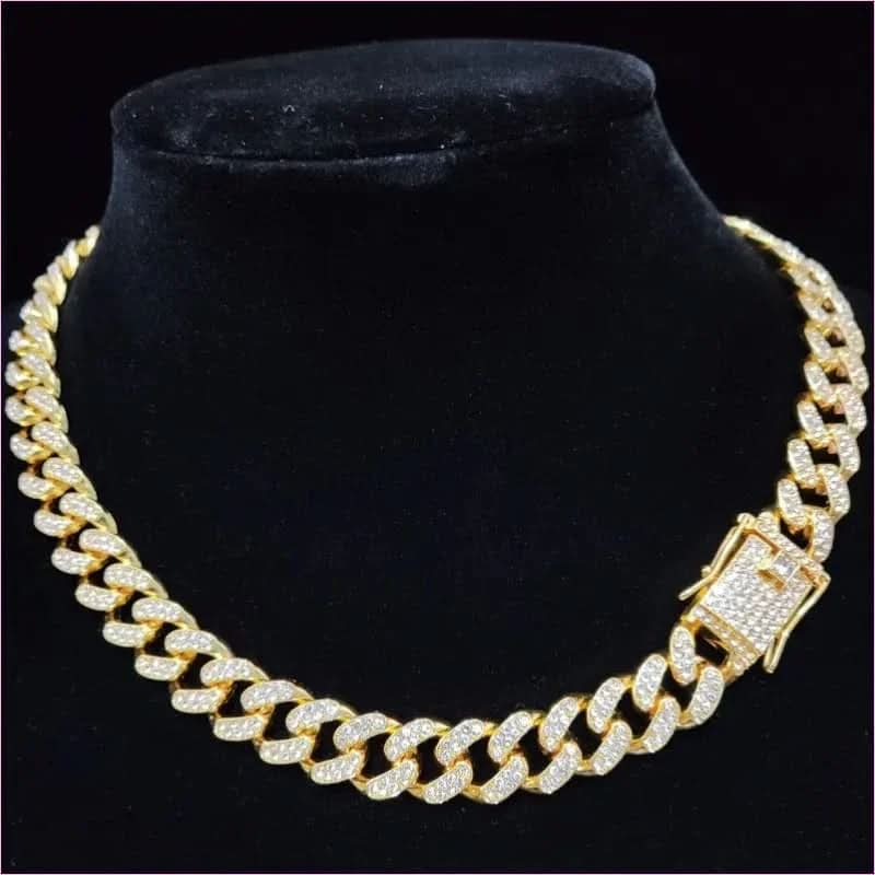 Unisex Hip Hop Bling Cuban 13mm Chain Necklace