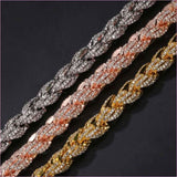 Unisex Hiphop Rope Chain with Aaa Cubic Zirconia in Rose Gold