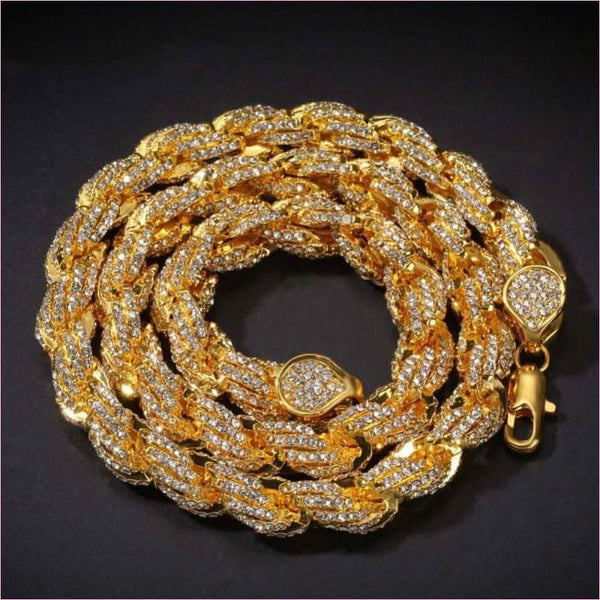 Unisex Hiphop Rope Chain with Aaa Cubic Zirconia in Rose Gold