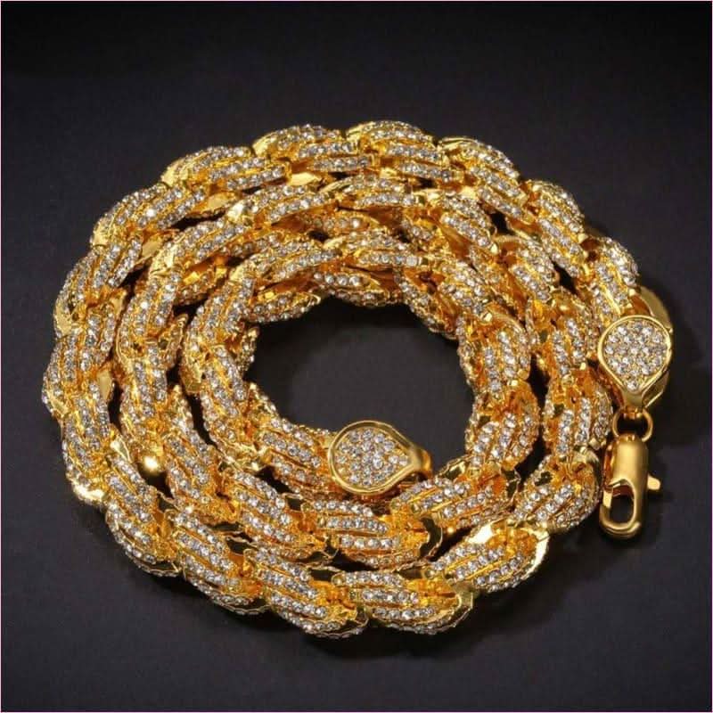 Unisex Hiphop Rope Chain with Aaa Cubic Zirconia in Rose Gold