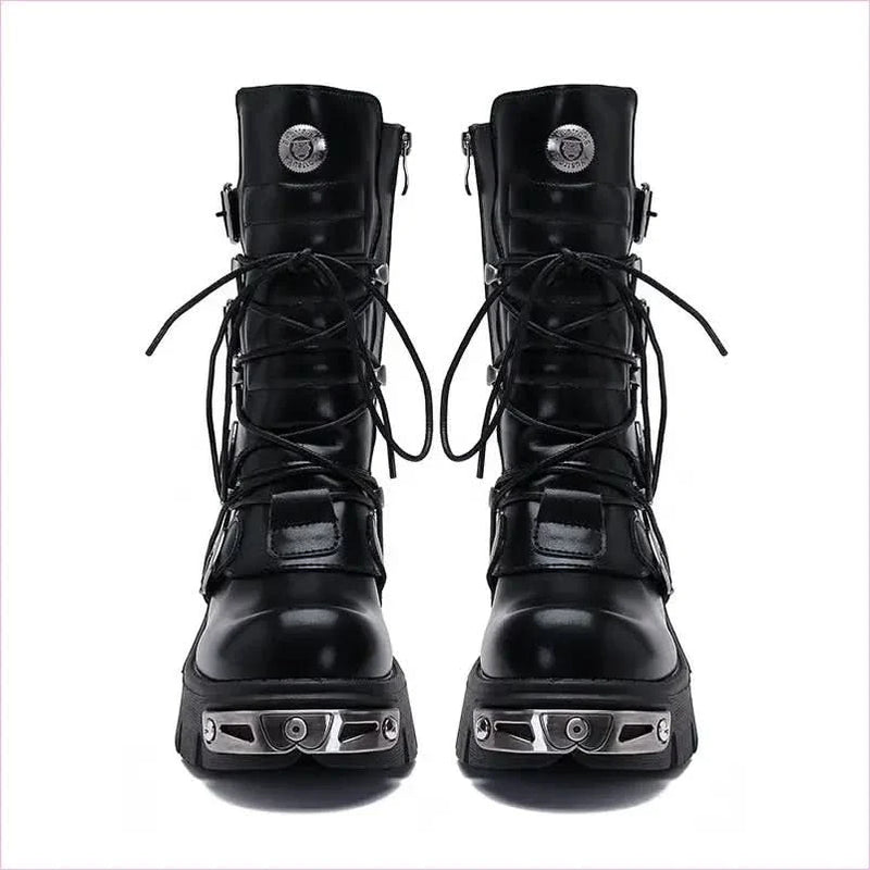 Unisex Retro Steampunk Cargo Rock High Leg Punk Boots for Every Occasion
