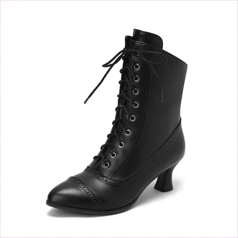 Unisex Retro Steampunk Lace Up Pointed Toe Ankle Boots