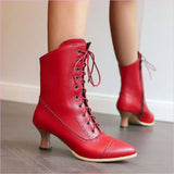 Unisex Retro Steampunk Lace Up Pointed Toe Ankle Boots