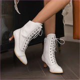 Unisex Retro Steampunk Lace Up Pointed Toe Ankle Boots