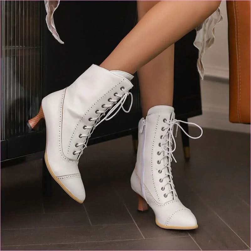Unisex Retro Steampunk Lace Up Pointed Toe Ankle Boots