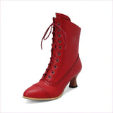 Unisex Retro Steampunk Lace Up Pointed Toe Ankle Boots