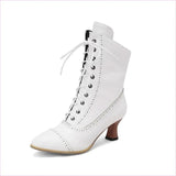 Unisex Retro Steampunk Lace Up Pointed Toe Ankle Boots