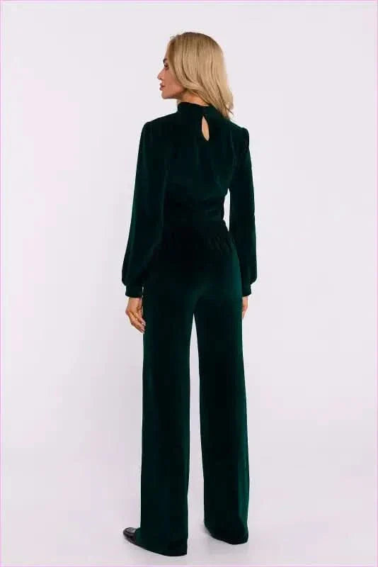 Velour Wide Leg Pants Stylish Women's Fashion