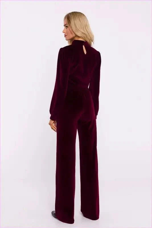 Velour Wide Leg Pants Stylish Women's Fashion