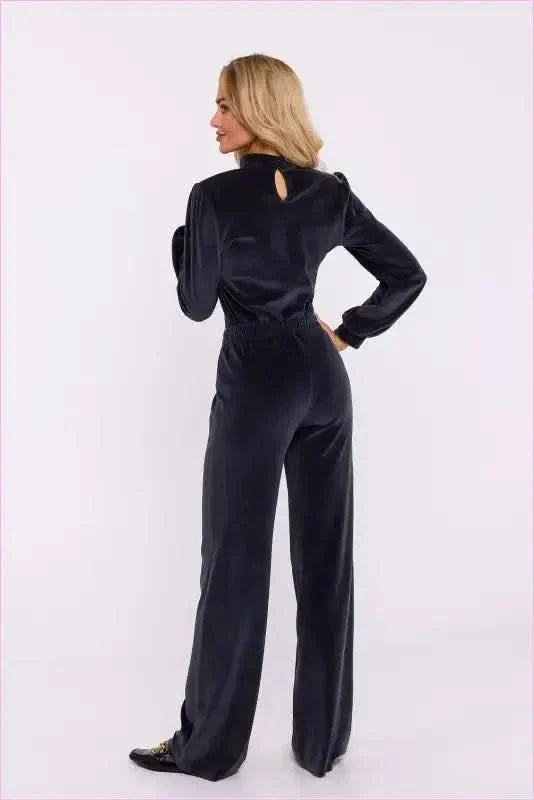 Velour Wide Leg Pants Stylish Women's Fashion