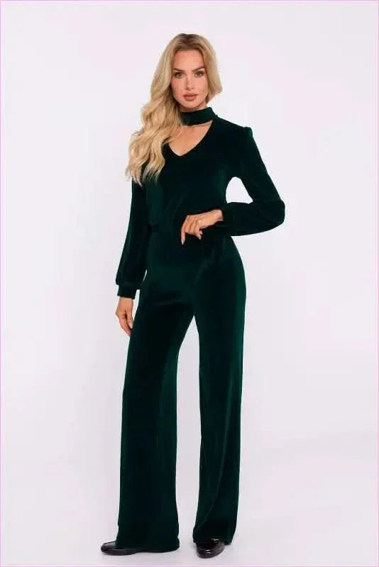 Velour Wide Leg Pants Stylish Women's Fashion