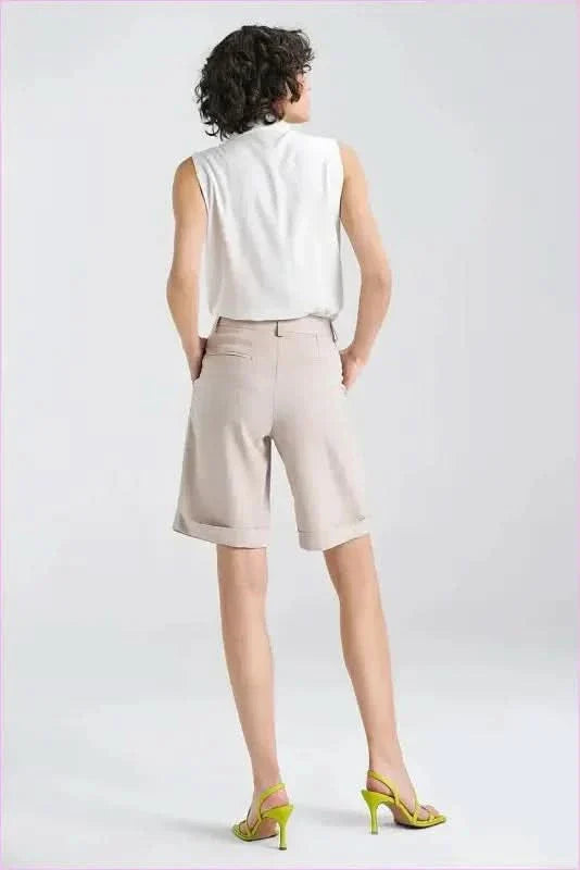 Viscose Linen Blend Knee Length Shorts Fashion