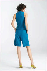 Viscose Linen Blend Knee Length Shorts Fashion
