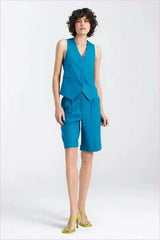 Viscose Linen Blend Knee Length Shorts Fashion