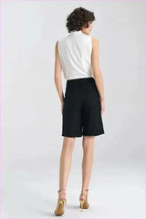 Viscose Linen Blend Knee Length Shorts Fashion