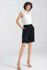 Viscose Linen Blend Knee Length Shorts Fashion