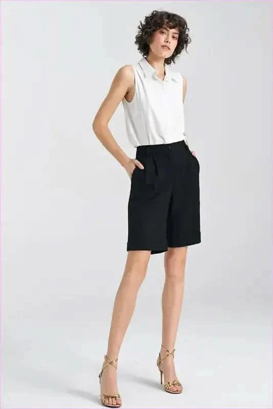 Viscose Linen Blend Knee Length Shorts Fashion