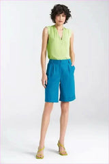 Viscose Linen Blend Knee Length Shorts Fashion