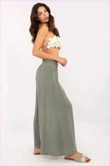 Viscose Wide Leg Trousers Casual Style Fashion
