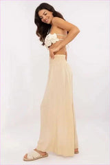 Viscose Wide Leg Trousers Casual Style Fashion