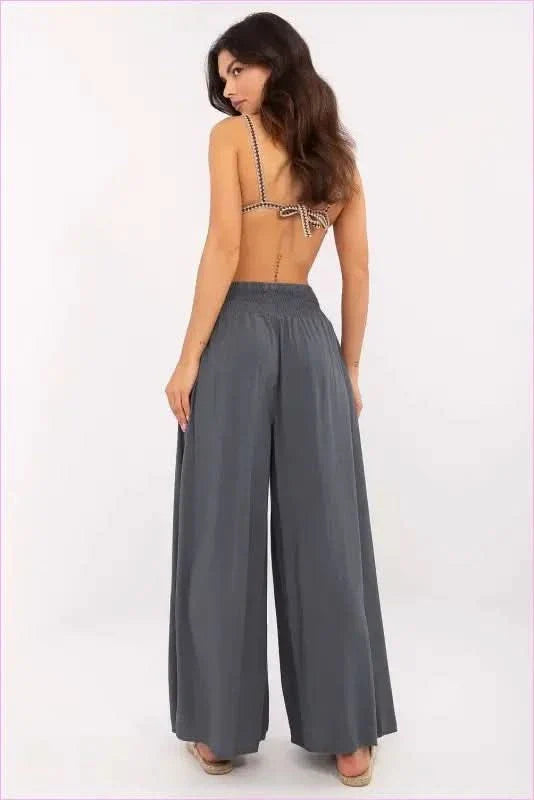 Viscose Wide Leg Trousers Casual Style Fashion