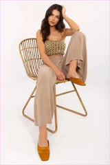 Viscose Wide Leg Trousers Casual Style Fashion