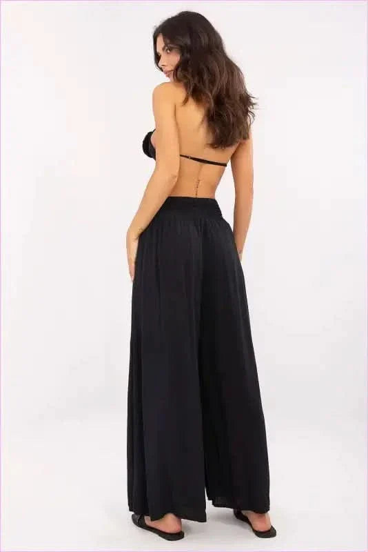 Viscose Wide Leg Trousers Casual Style Fashion