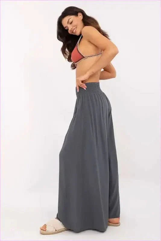 Viscose Wide Leg Trousers Casual Style Fashion