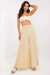 Viscose Wide Leg Trousers Casual Style Fashion