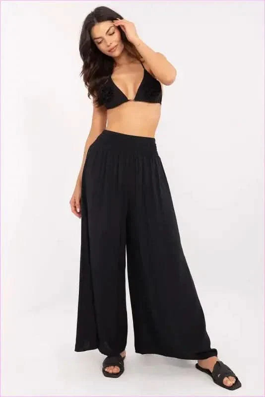 Viscose Wide Leg Trousers Casual Style Fashion