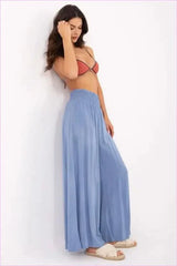 Viscose Wide Leg Trousers Casual Style Fashion