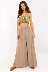 Viscose Wide Leg Trousers Casual Style Fashion