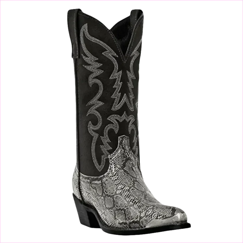 Western Cowboy Boots with Snake Pattern and Iron Toe Cap