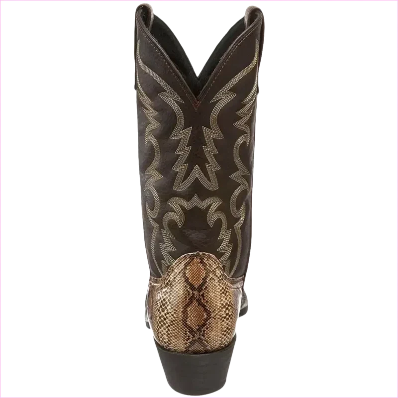 Western Cowboy Boots with Snake Pattern and Iron Toe Cap