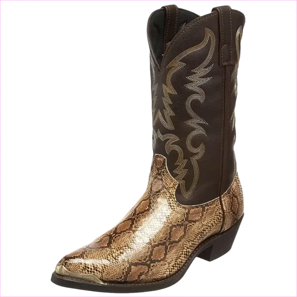 Western Cowboy Boots with Snake Pattern and Iron Toe Cap