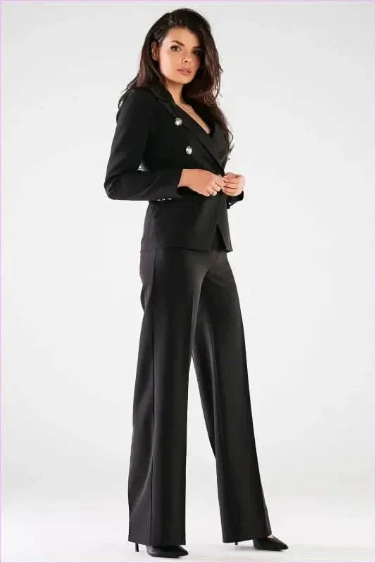 Wide Leg High Rise Pants Polish Fashion