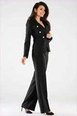 Wide Leg High Rise Pants Polish Fashion