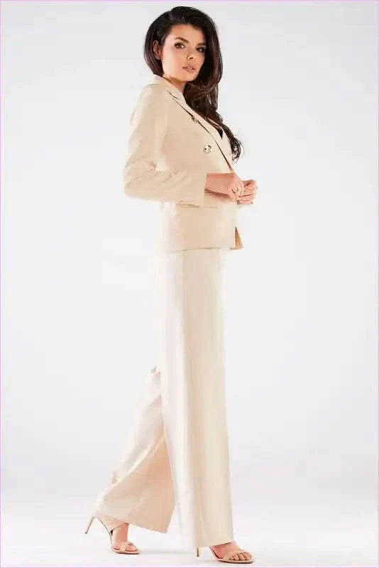 Wide Leg High Rise Pants Polish Fashion