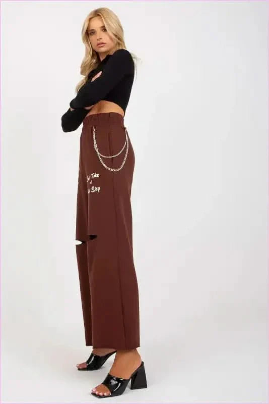 Wide Leg Sweatpants with Chain Unique Style