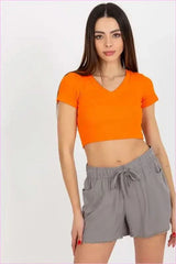 Womens Elastic Waist Fashion Shorts