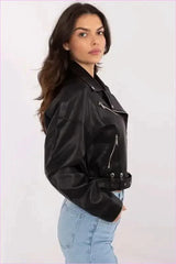 Womens Faux Leather Jacket Urban Style