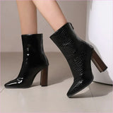 Women's Fleece Lined French Style High Heels Ankle Boots