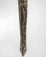 Womens Leopard Snakeskin Pointed Thigh-high Stiletto Boots