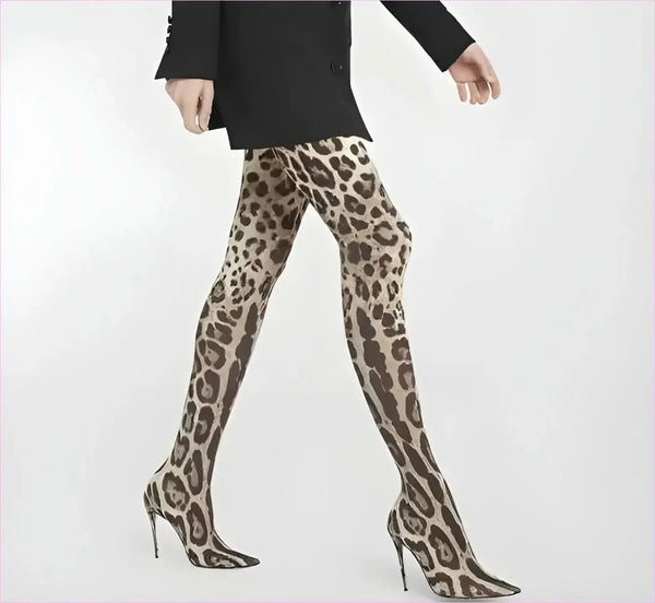 Womens Leopard Snakeskin Pointed Thigh-high Stiletto Boots