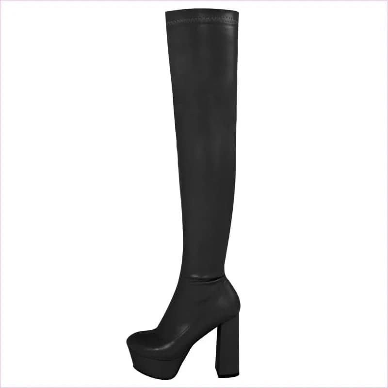 Women’s Over-the-knee Round Toe Platform Heel Boots with Zip Up Style