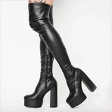 Women’s Over-the-knee Round Toe Platform Heel Boots with Zip Up Style