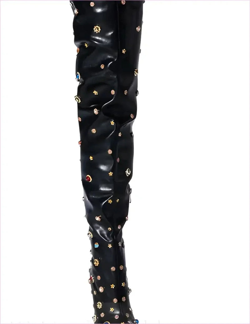 Womens Rhinestone Encrusted Thigh High Boots for a Stunning Look