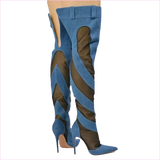 Womens Sexy Fashion Denim Mesh Patchwork Thigh High Boots