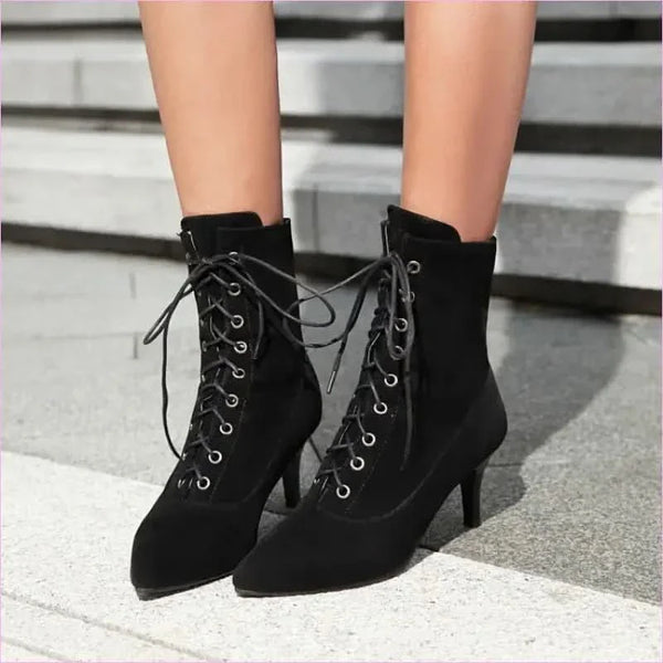 Womens Stiletto Faux Suede Ankle Boots